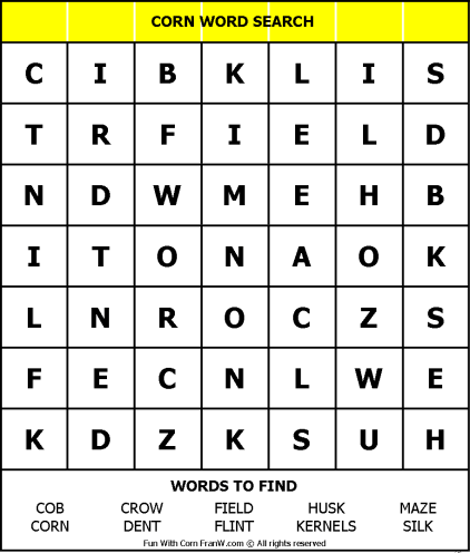 Corn Word Search