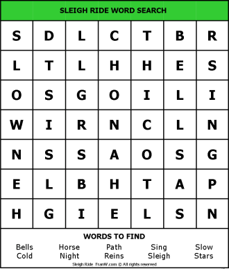 Sleigh Ride Word Search